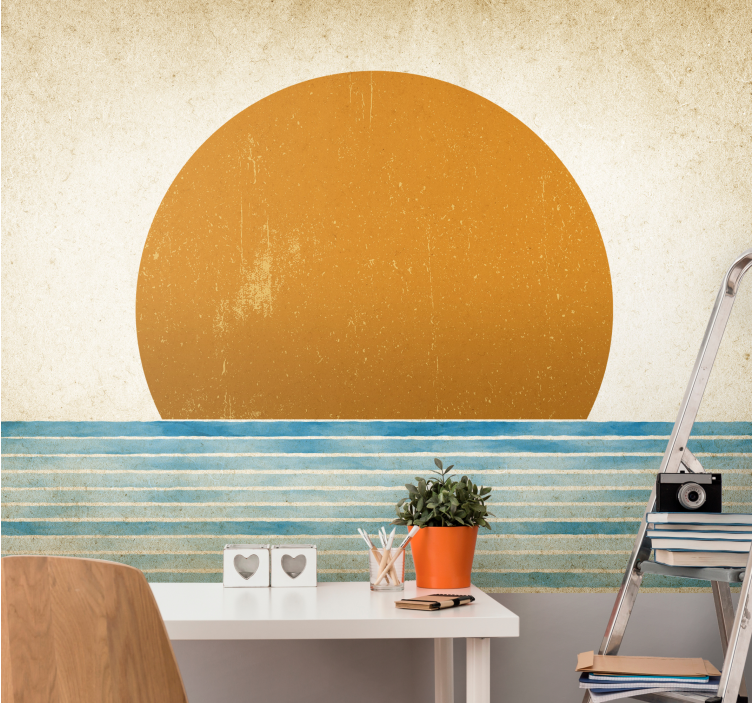 Landscape mural sunset over water - TenStickers