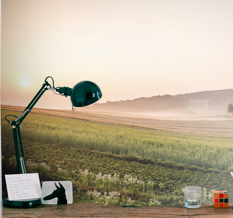 Landscape mural tranquil green meadows - TenStickers