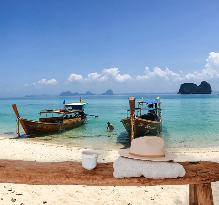 Landscape mural tropical beach scene - TenStickers