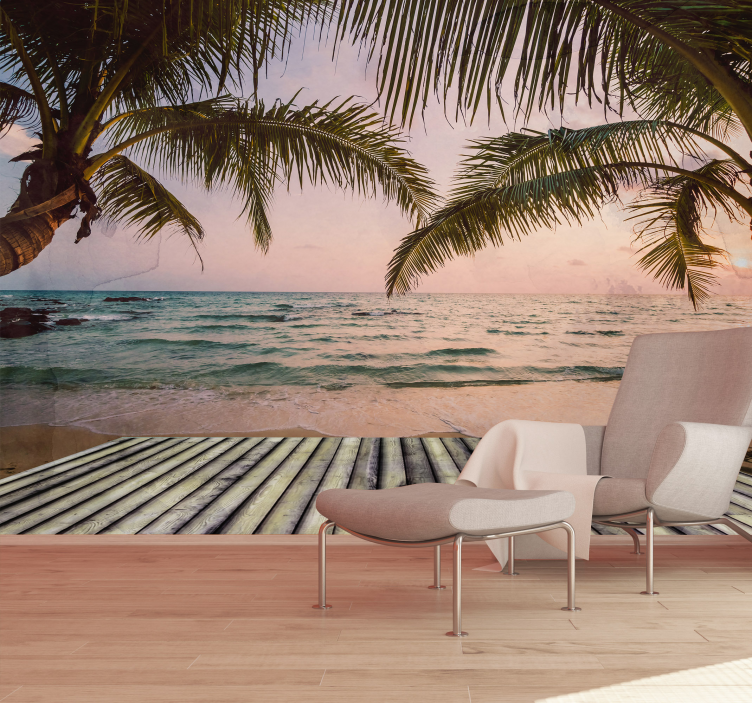 Landscape mural tropical coastline view - TenStickers