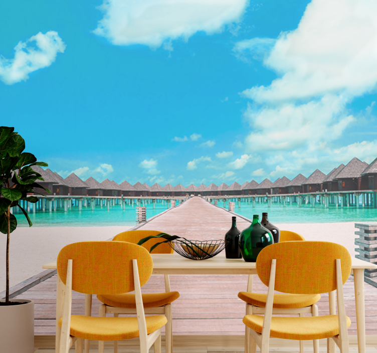 Landscape mural tropical dock pathway - TenStickers