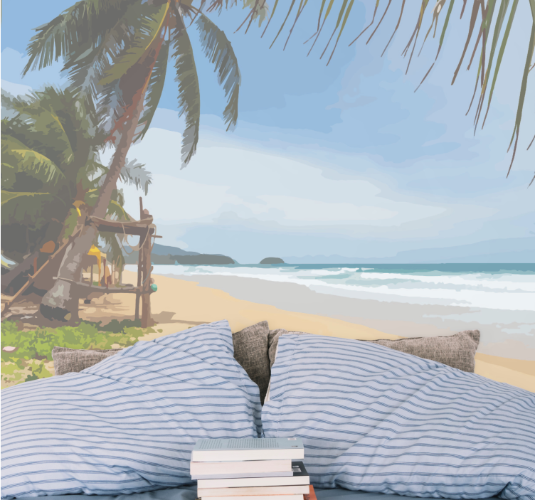 Landscape mural tropical shoreline view - TenStickers