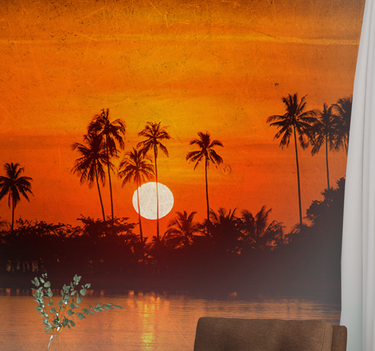 Landscape mural tropical sunset scene - TenStickers