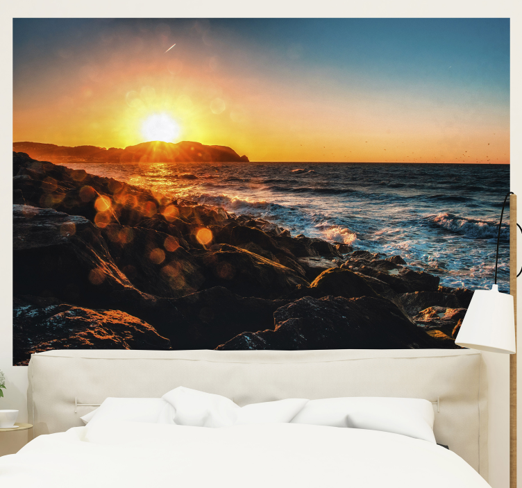 Landscape mural twilight over the waves - TenStickers