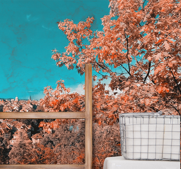 Landscape mural vibrant autumn scenery - TenStickers