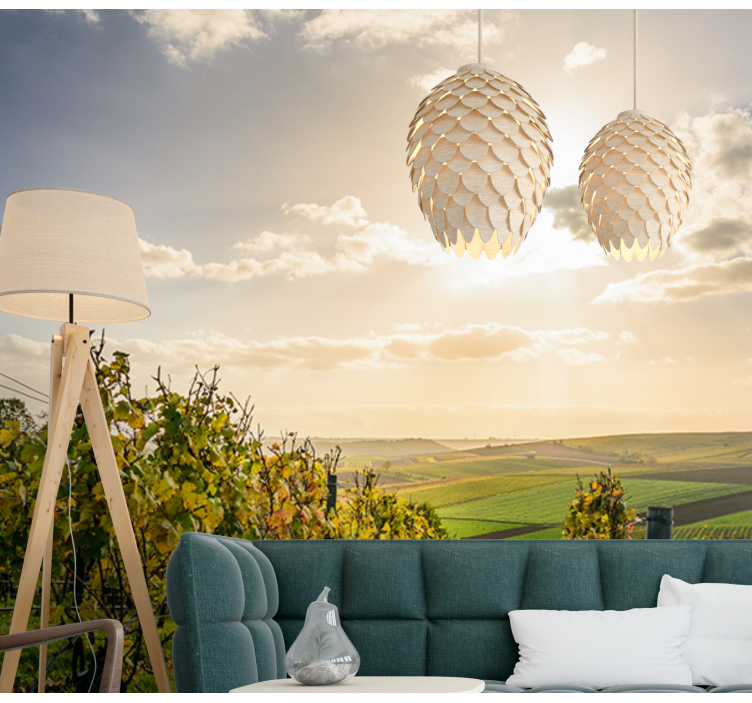Landscape mural vineyard sunset view - TenStickers