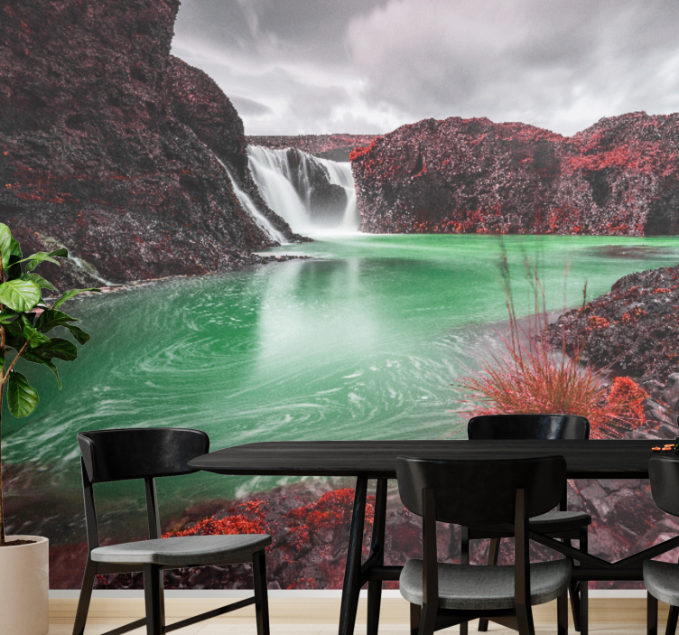 Landscape mural waterfall and lagoon scene - TenStickers