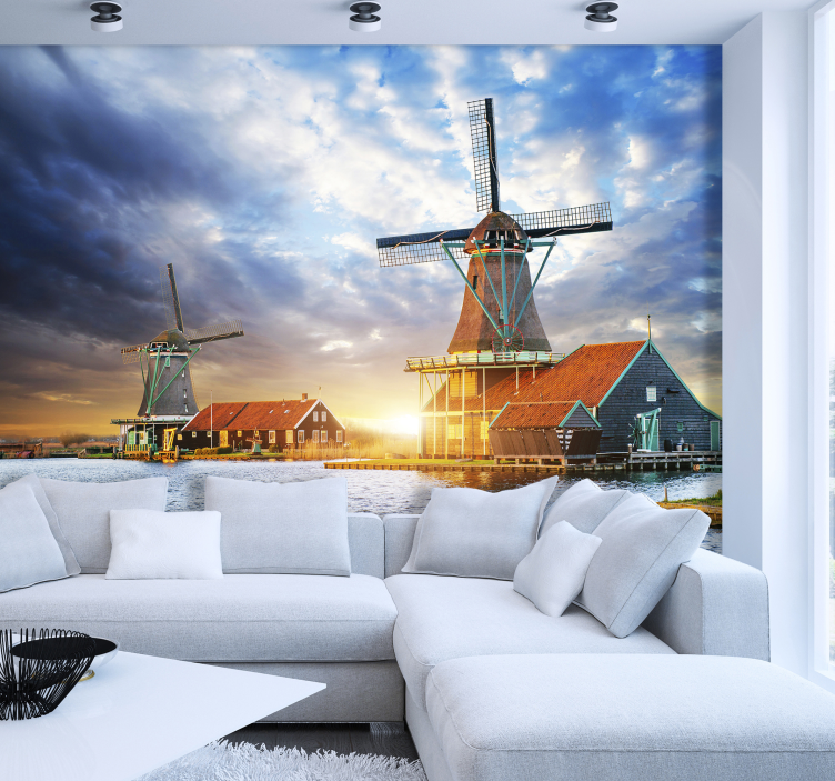 Landscape with windmills wall mural - TenStickers