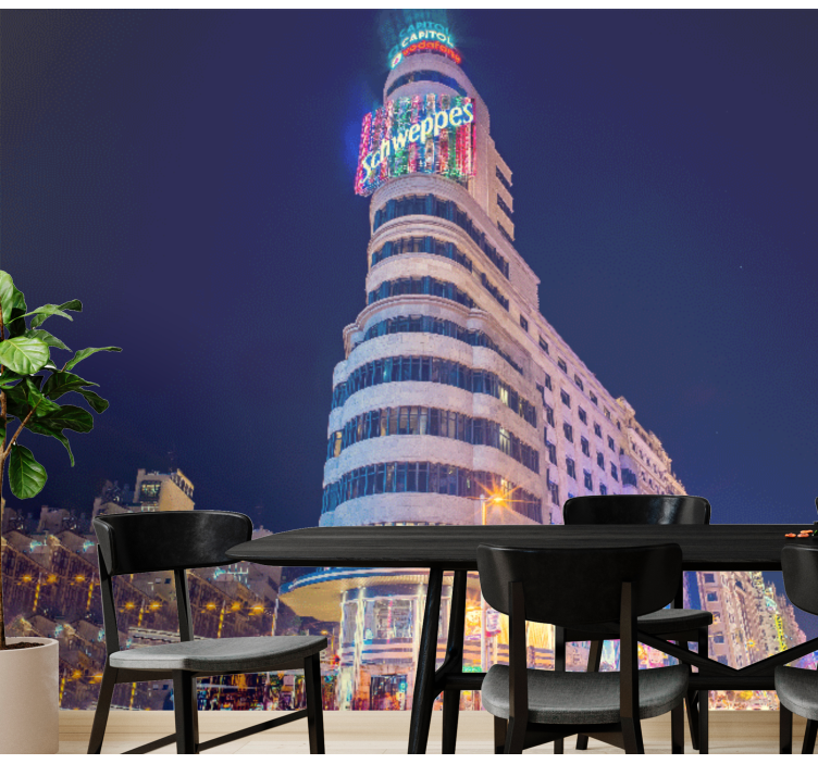 Madrid wall mural madrid skyline at night - TenStickers