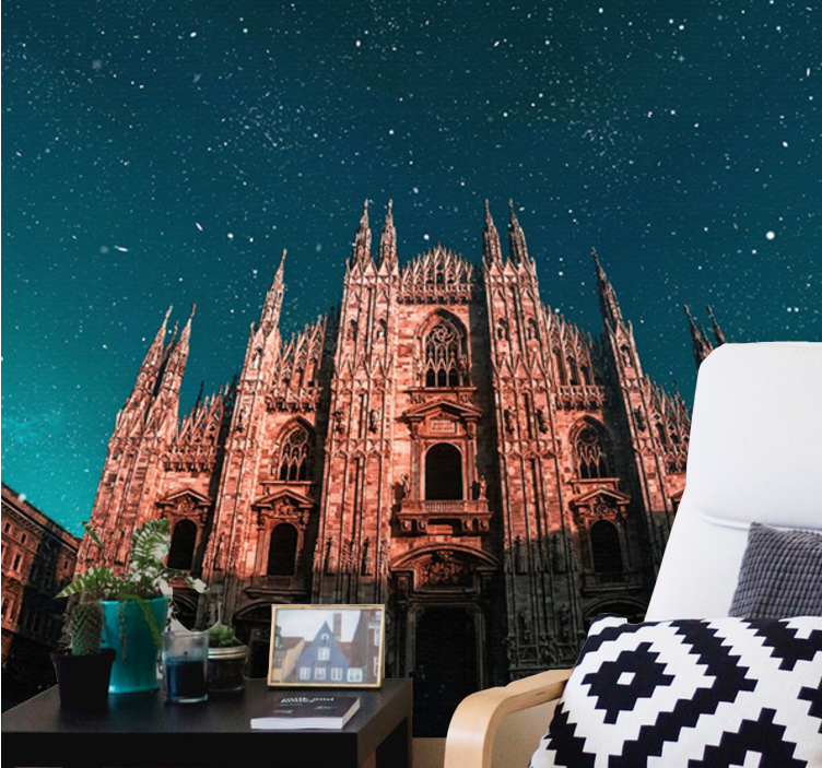 Madrid wall mural milan cathedral night scene - TenStickers