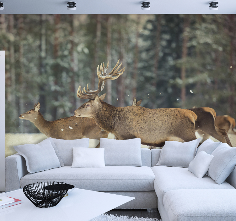 Majestic Deer Herd animal mural - TenStickers