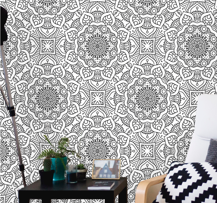 Mandala wall mural with detailed geometric designs - TenStickers