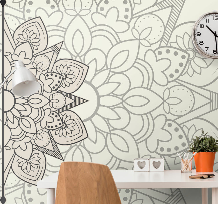 Mandala wall mural with intricate floral design - TenStickers