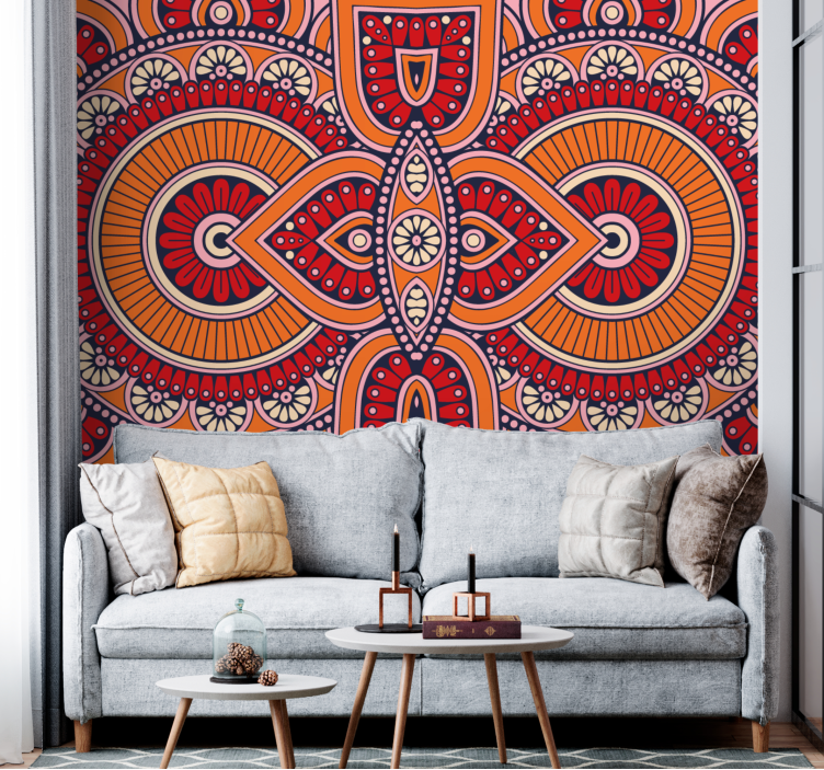Mandala wall mural with intricate round patterns - TenStickers