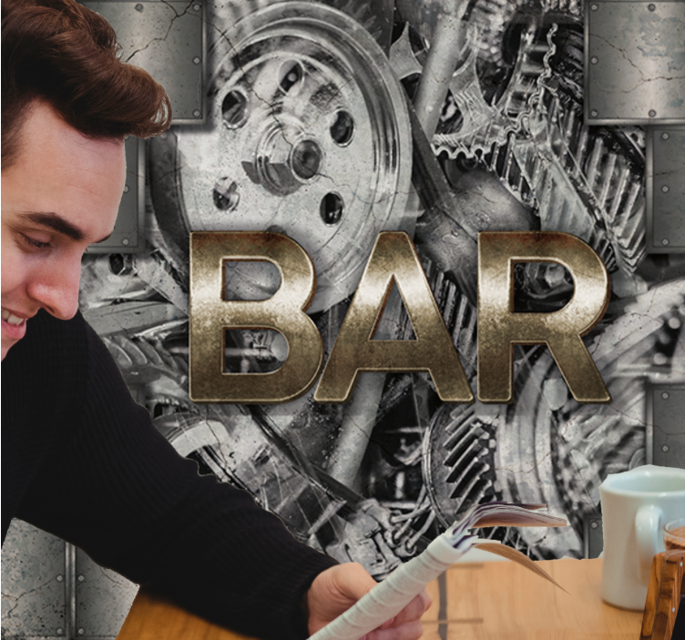 Metal Industrial Bar Sign modern wall mural - TenStickers