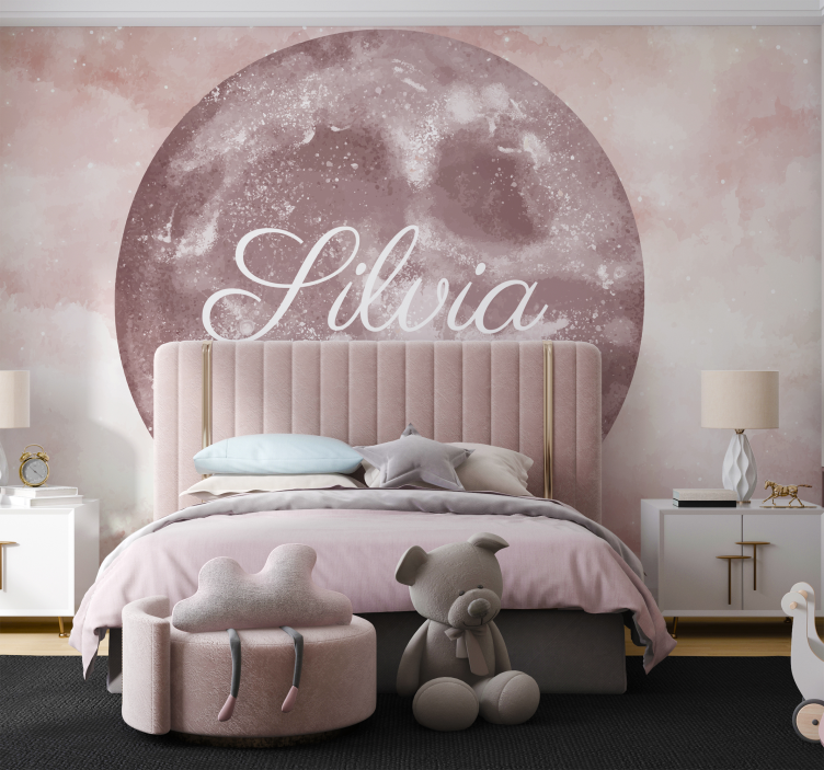 Moon with name Kids wall mural - TenStickers