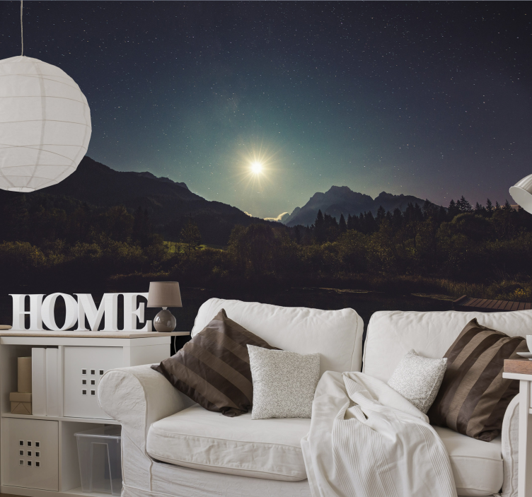 Moonlit Mountain View landscape mural - TenStickers