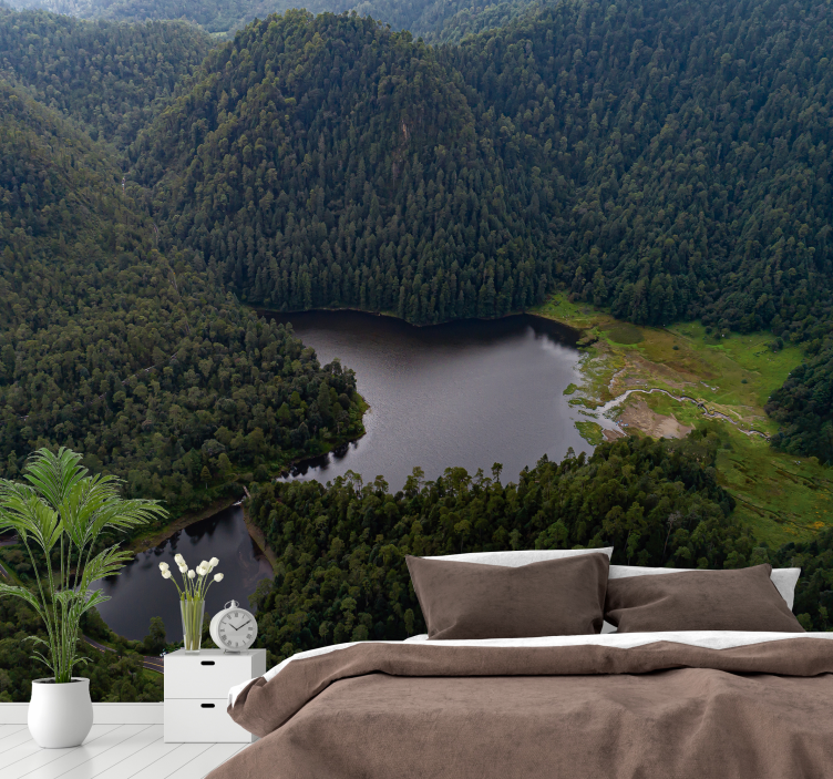 Mountain Lake Serenity landscape mural - TenStickers