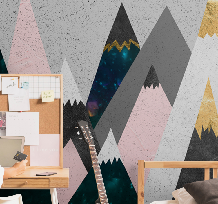 Mountain wall mural abstract mountain peaks - TenStickers