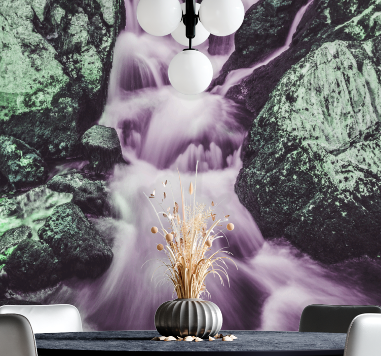 Mountain wall mural flowing waterfalls design - TenStickers