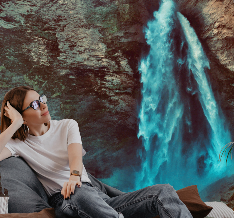Mountain wall mural grand waterfall view - TenStickers