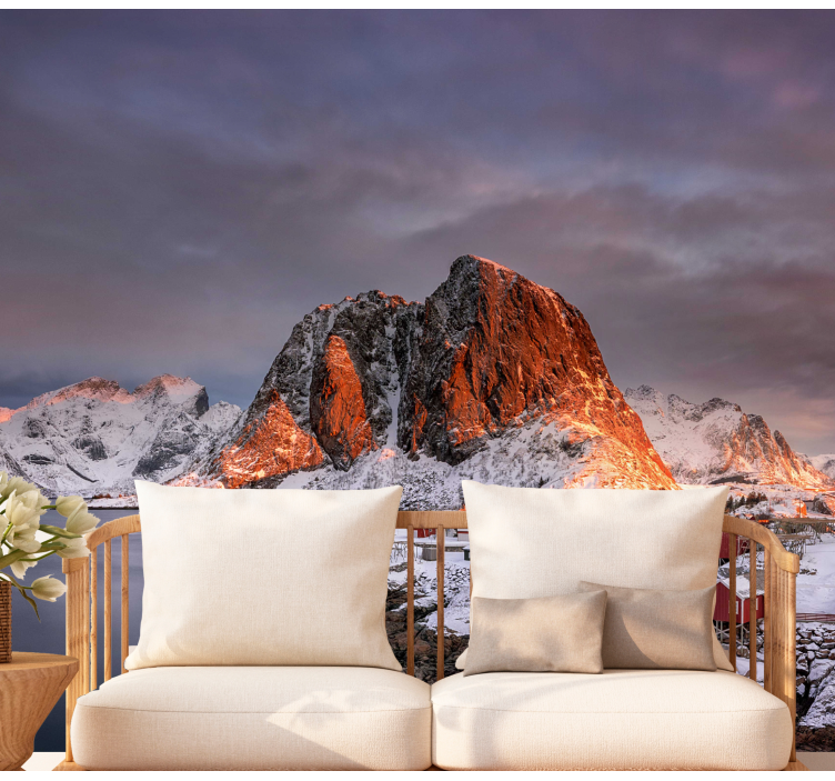 Mountain wall mural snowy mountain dusk - TenStickers