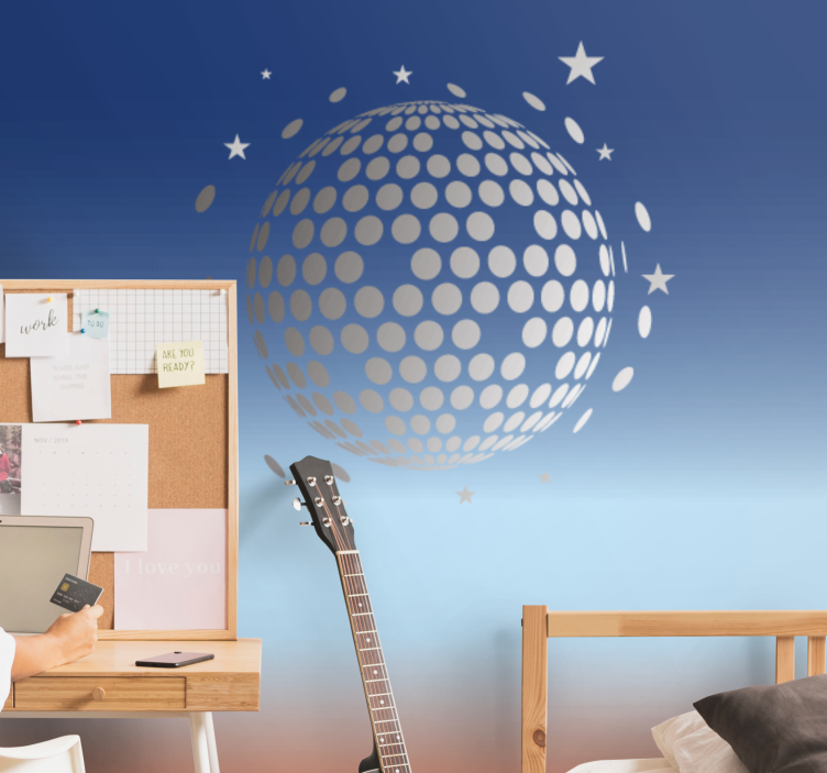 Music wall mural disco ball pattern - TenStickers