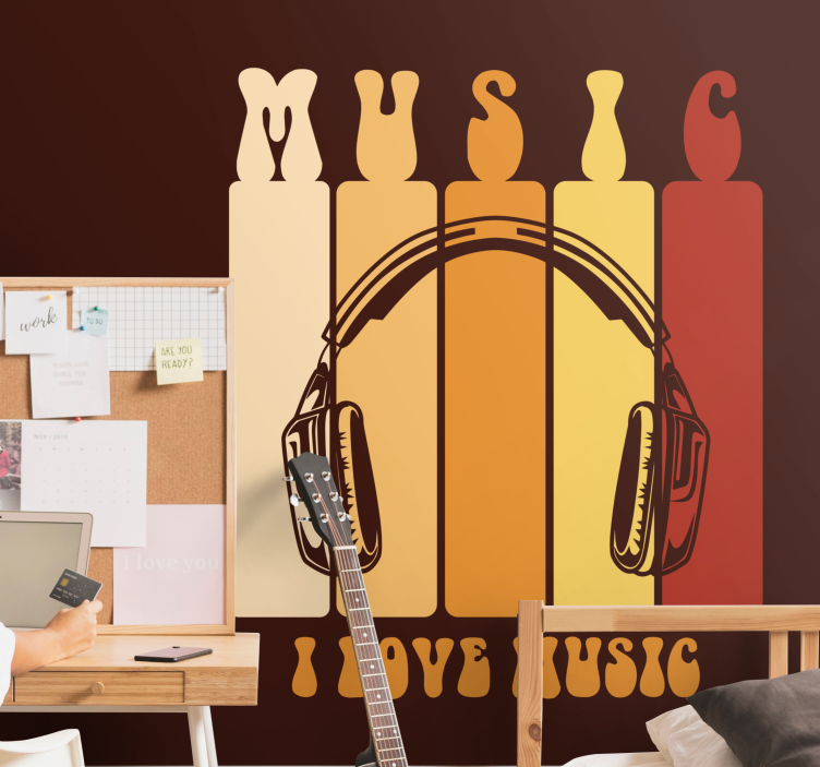 Music wall mural music headphones design - TenStickers