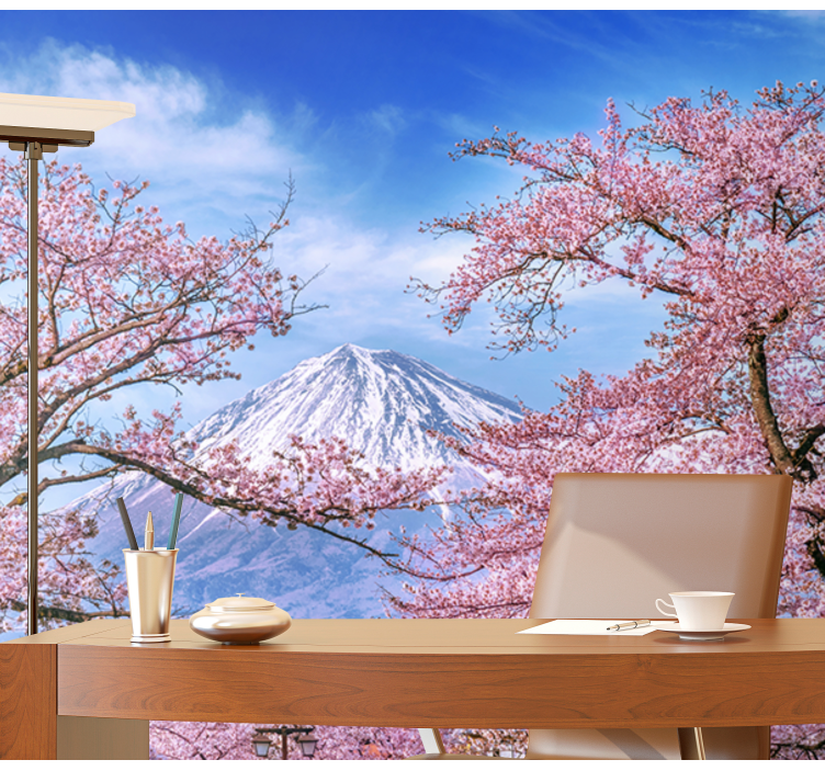 Nature wall mural cherry blossom landscape - TenStickers