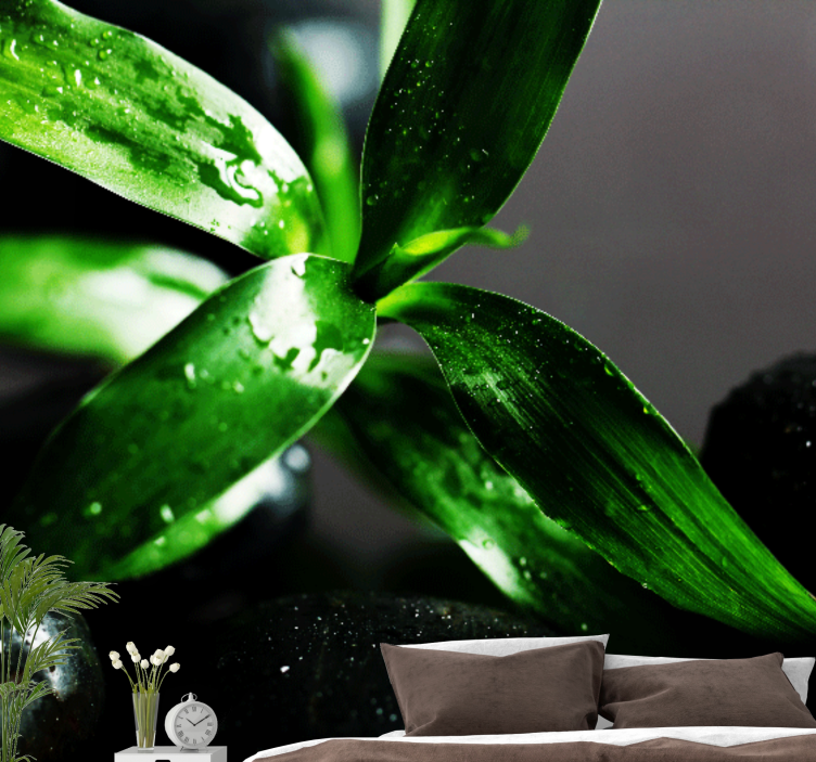 Nature wall mural fresh leaves design - TenStickers