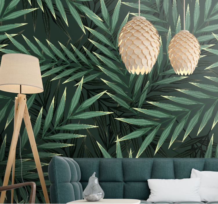 Nature wall mural lively emerald foliage - TenStickers