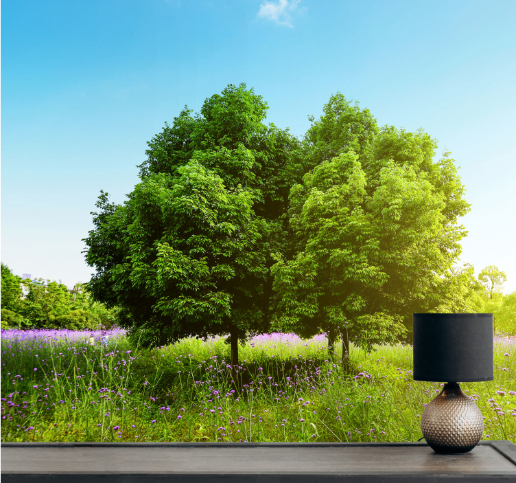 Nature wall mural lush green trees - TenStickers