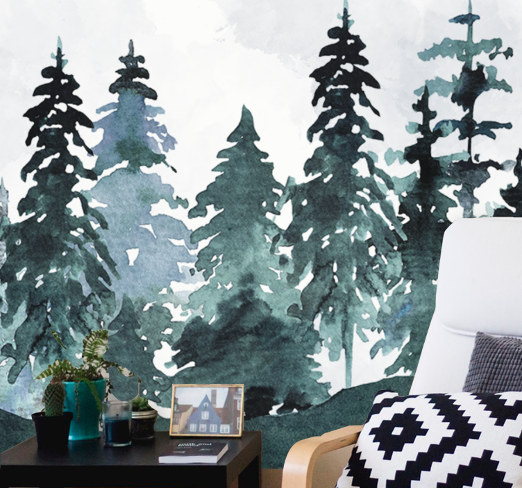 Nature wall mural majestic pine landscape - TenStickers