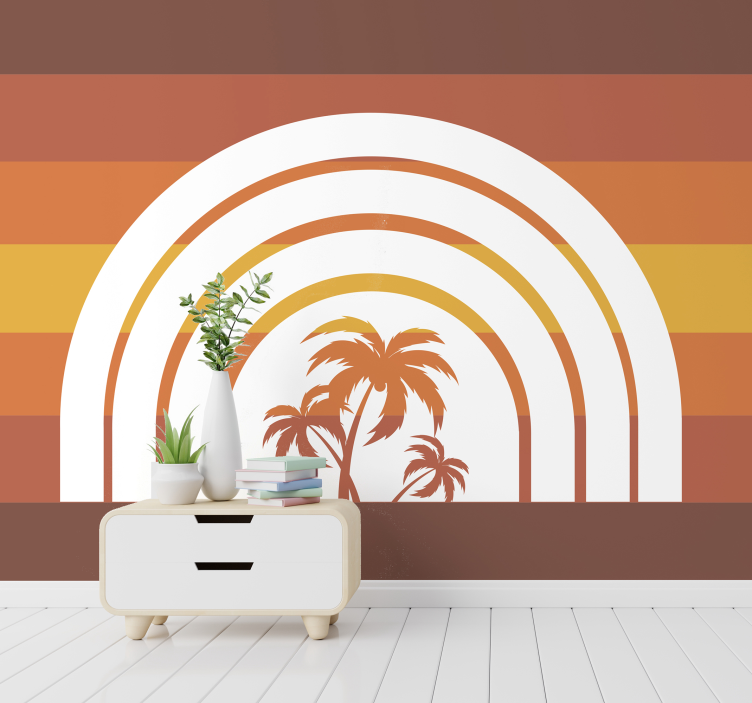 Nature wall mural retro palm silhouette - TenStickers