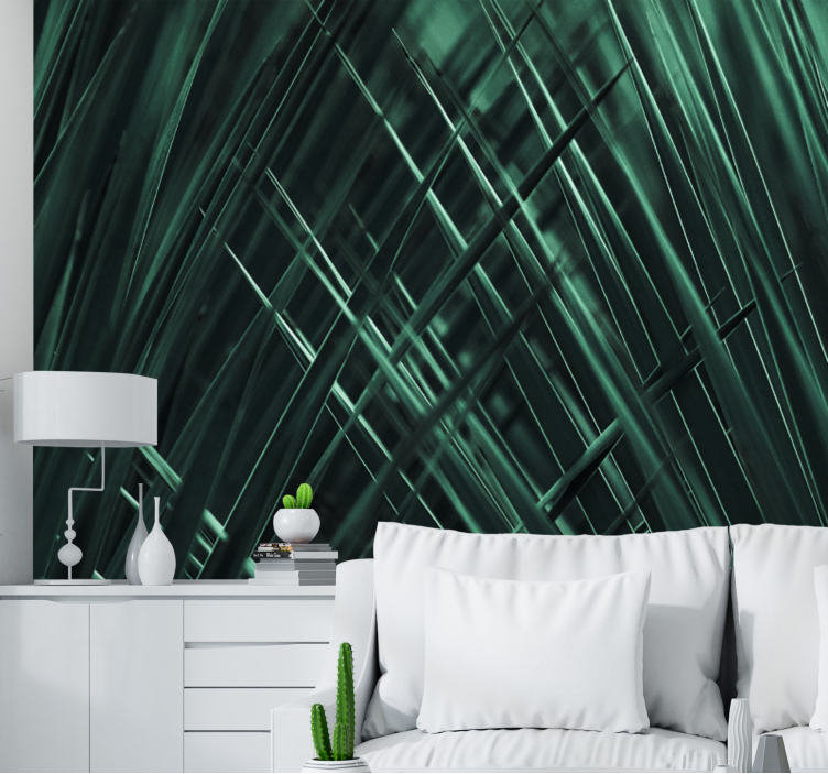 Nature wall mural textured green strands - TenStickers