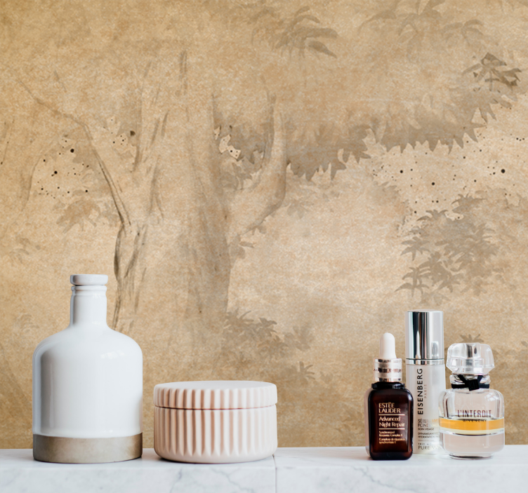 Nature wall mural tree silhouette background - TenStickers