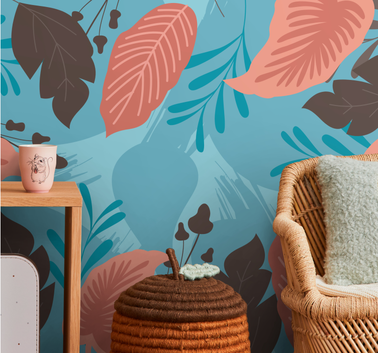 Nature wall mural tropical leaves design - TenStickers