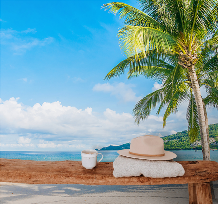 Nature wall mural tropical shore retreat - TenStickers