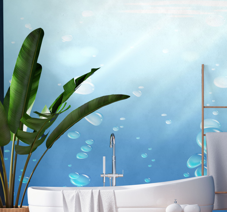 Nature wall mural underwater bubble scene - TenStickers