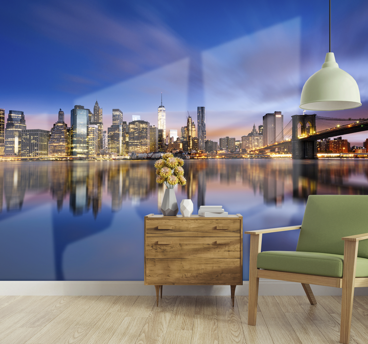 New york wall mural new york skyline reflection - TenStickers