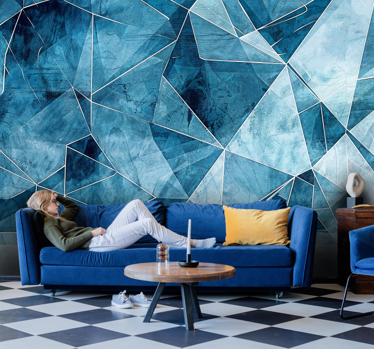 Fractured azure wall mural - TenStickers