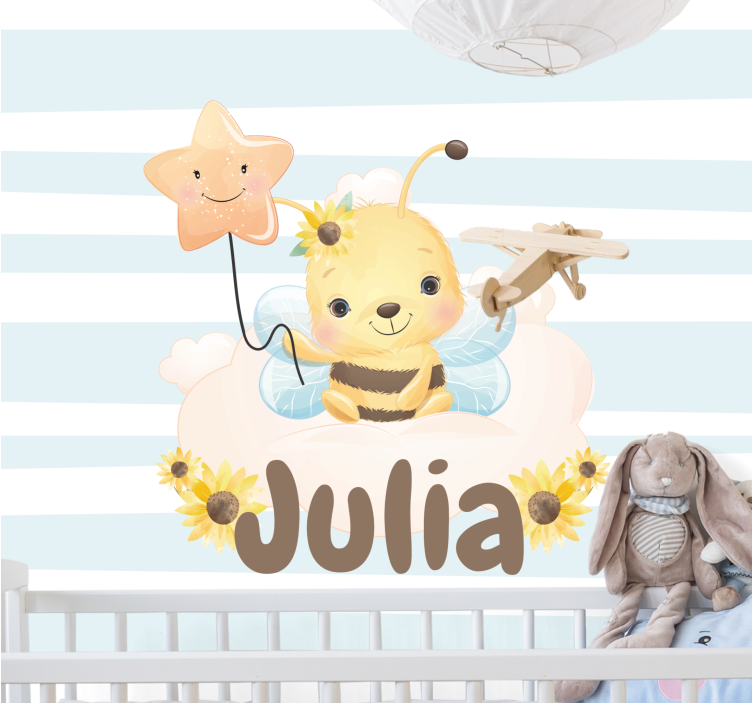 Nursery wall mural cute bee illustration - TenStickers