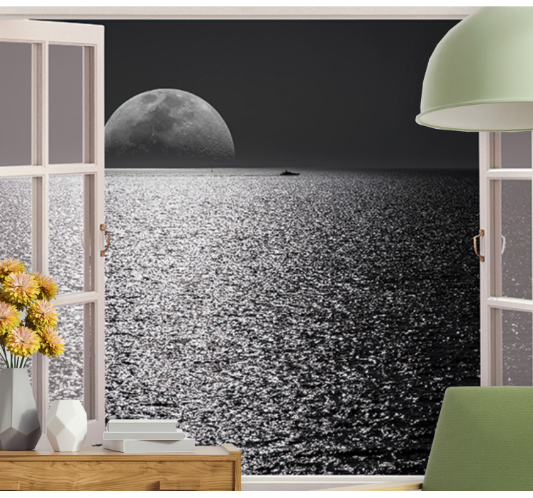Ocean Moon Reflection nature wall mural - TenStickers