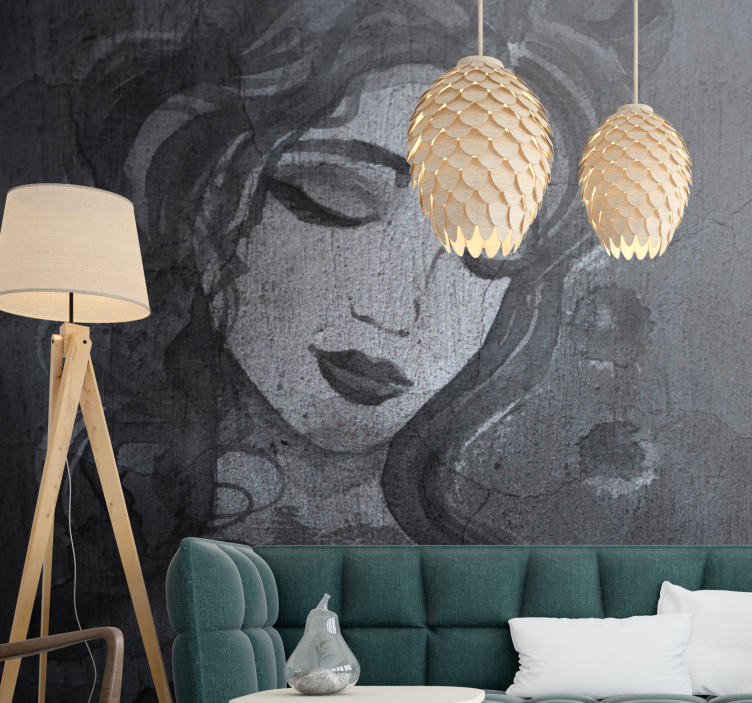 Painting mural elegant woman portrait - TenStickers