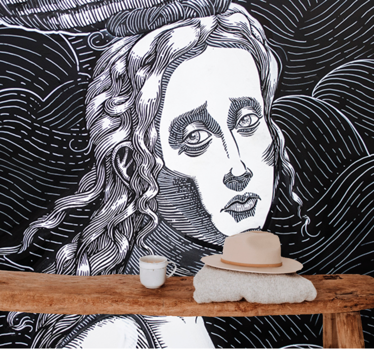 Painting mural intricate female portrait - TenStickers