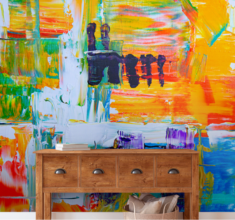 Painting mural vibrant abstract composition - TenStickers