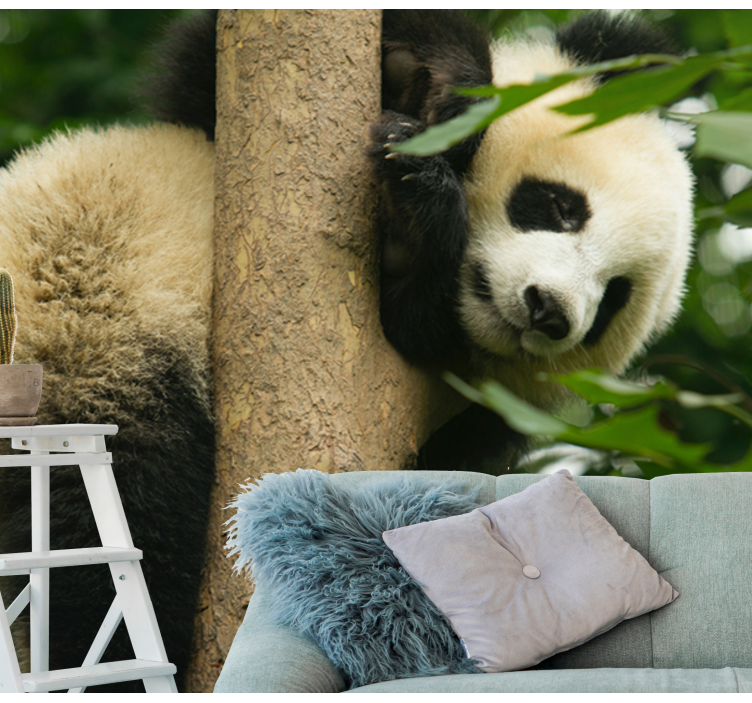 Panda hanging from a tree wall mural - TenStickers