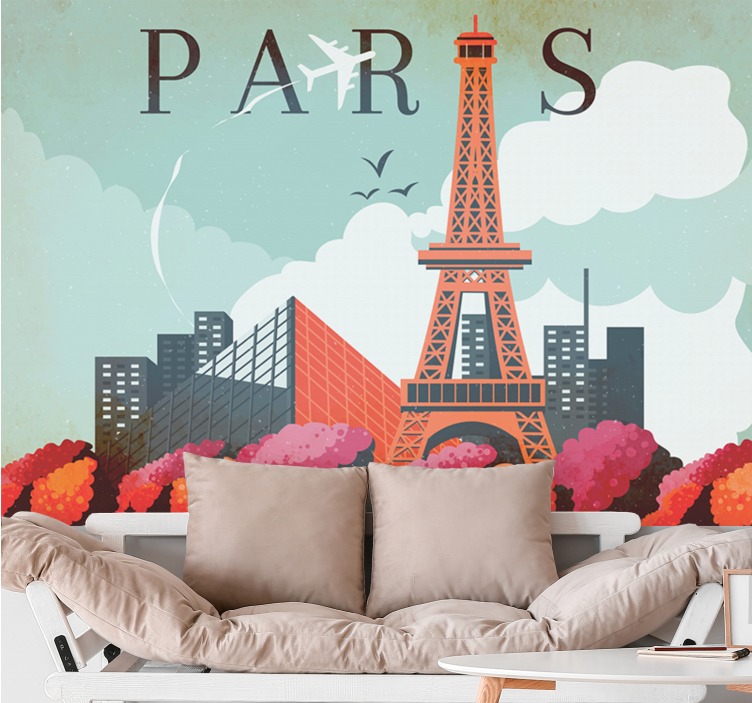 Paris wall mural eiffel tower cityscape - TenStickers