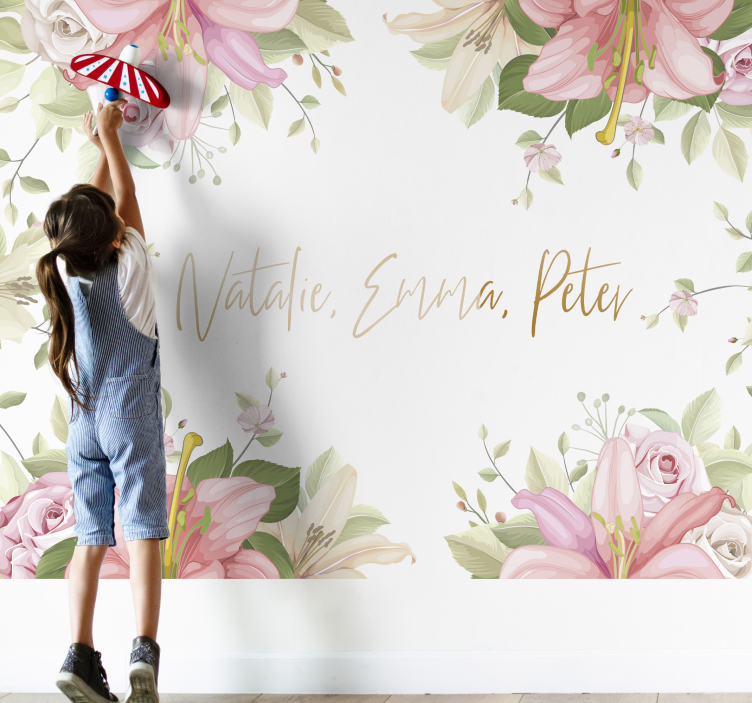 Personalized Floral Arrangement flower mural - TenStickers