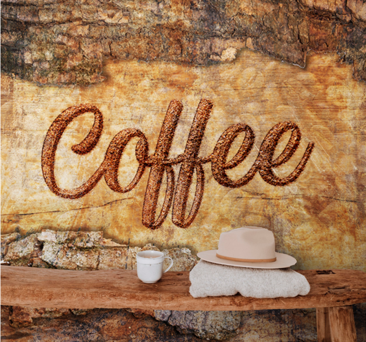 Phrase wall mural coffee textured design - TenStickers